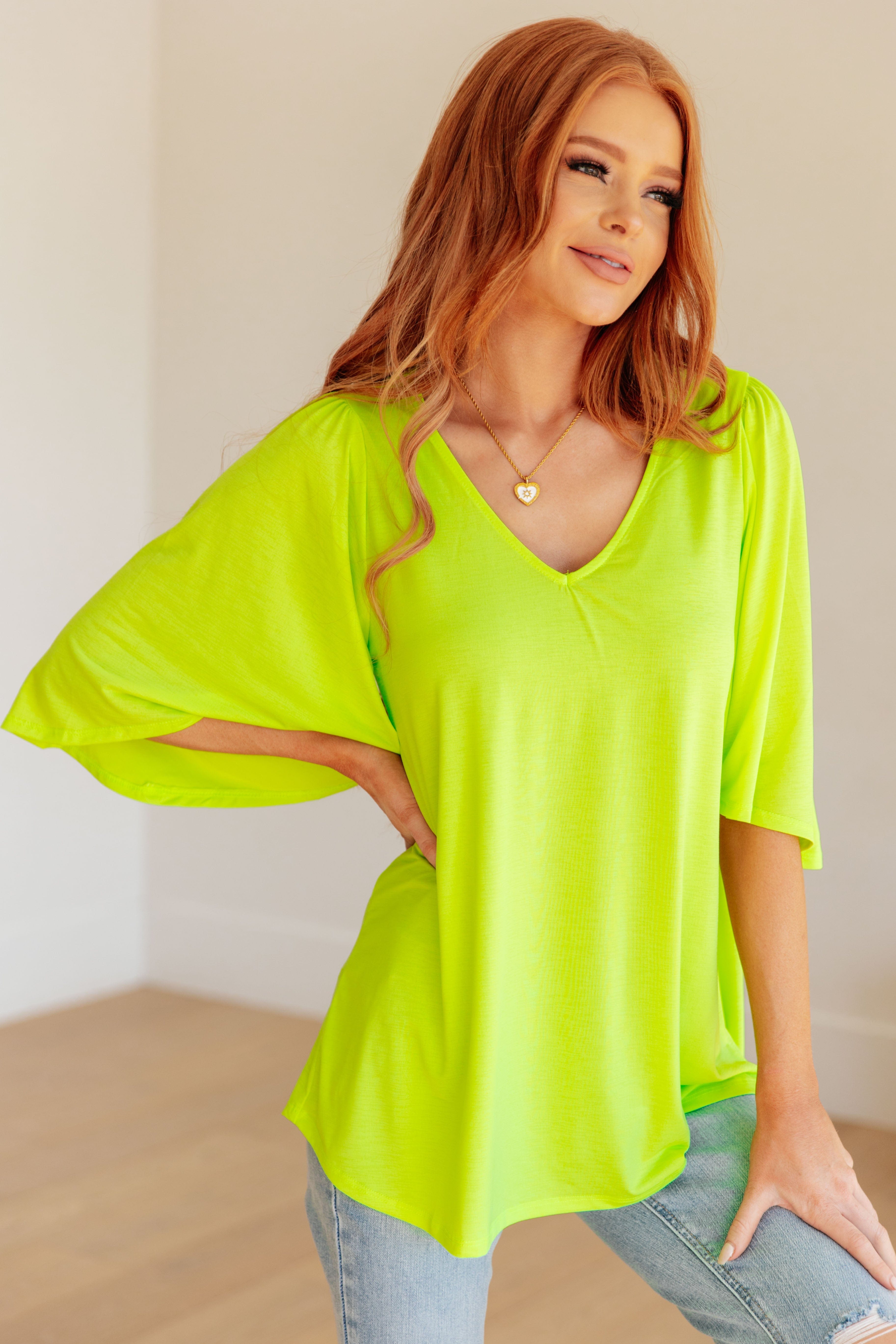 Cali Blouse in Neon Green-Womens-Stay Foxy Boutique, Florissant, Missouri