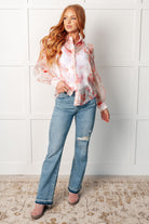 Call Me Back Sheer Floral Button Up Blouse-Blouses-Stay Foxy Boutique, Florissant, Missouri