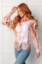 Call Me Back Sheer Floral Button Up Blouse-Blouses-Stay Foxy Boutique, Florissant, Missouri