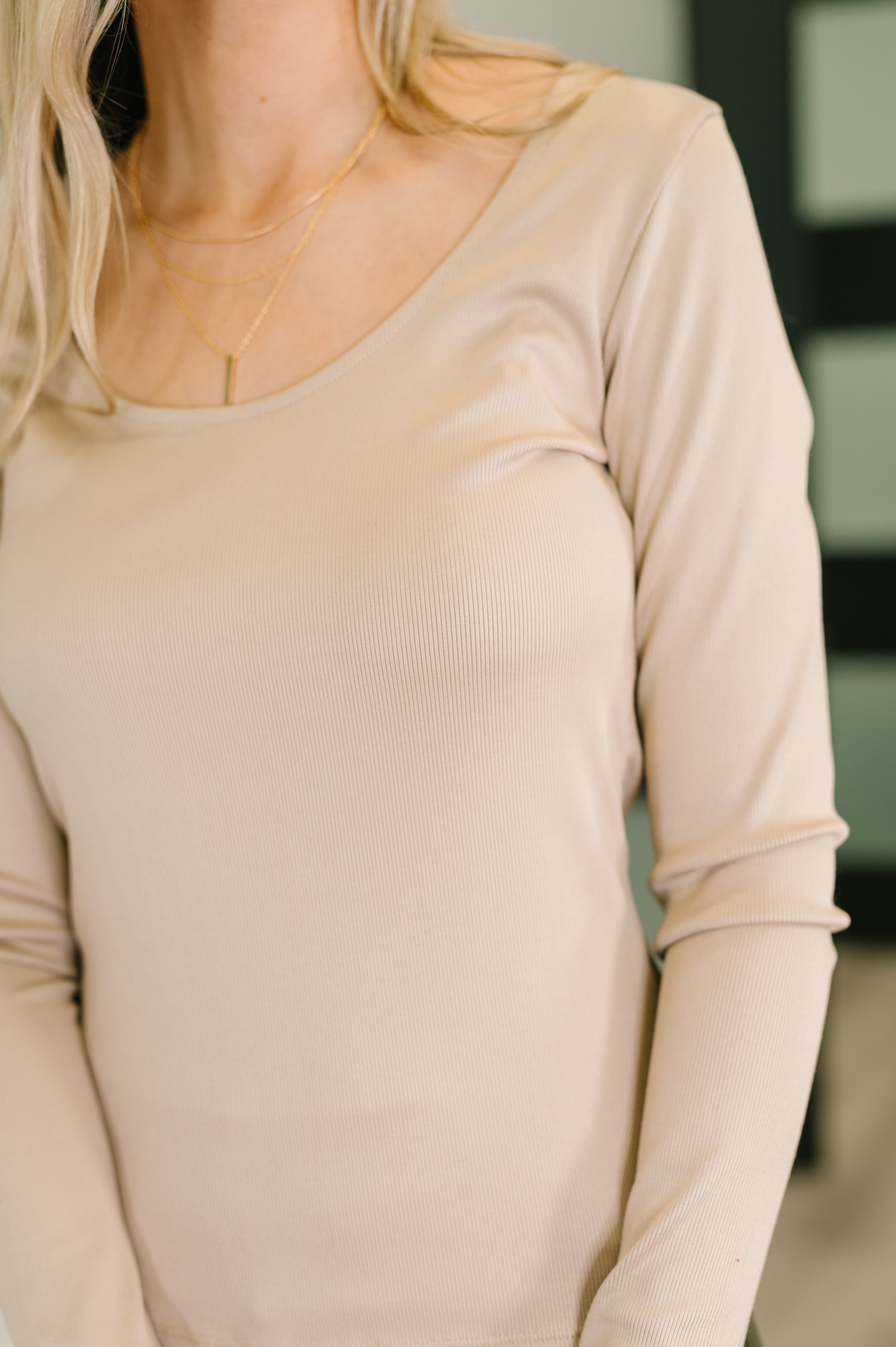 Can You Believe It Basic Long Sleeve Top In Sand-Womens-Stay Foxy Boutique, Florissant, Missouri