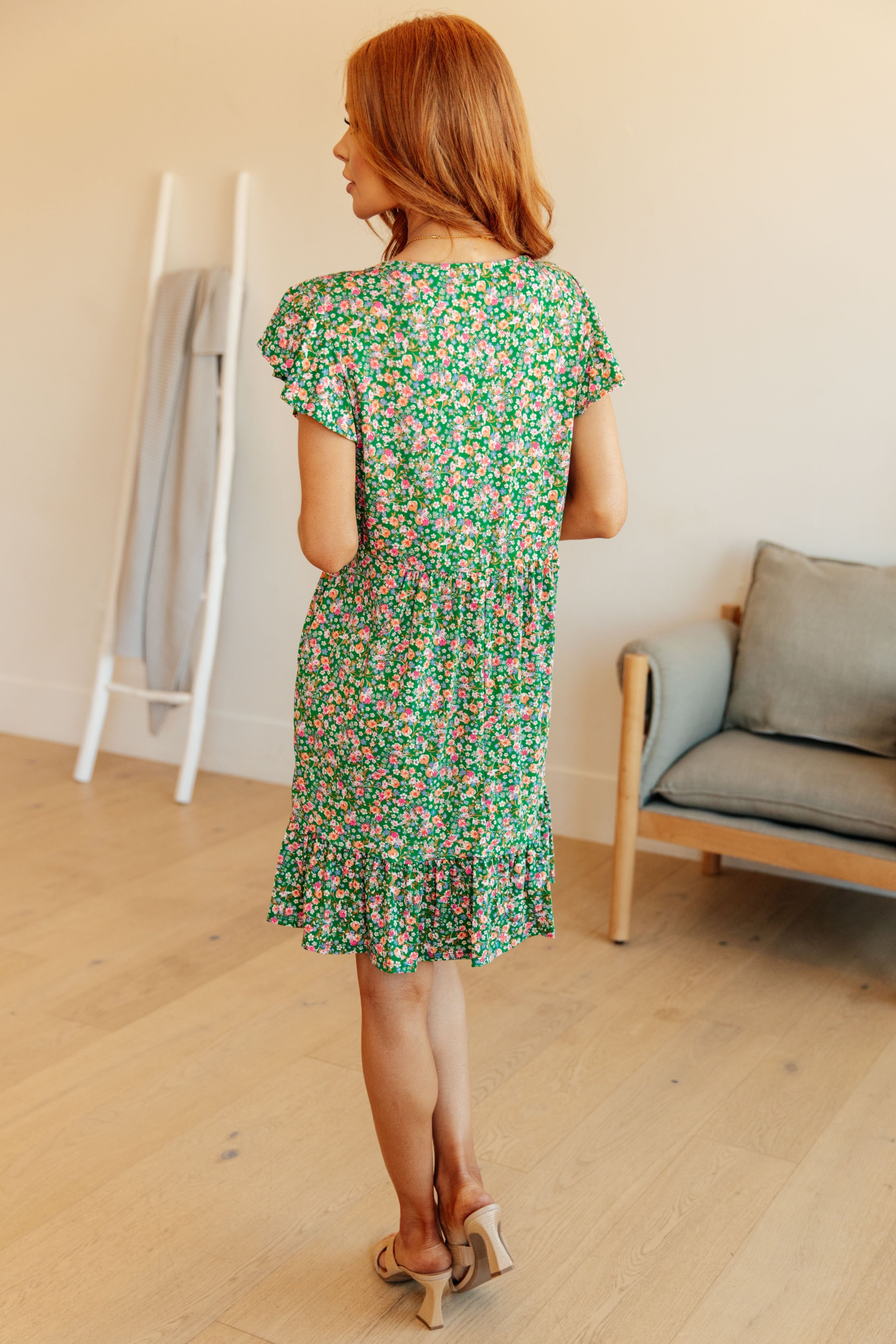 Can't Fight the Feeling Floral Dress in Green-Dresses-Stay Foxy Boutique, Florissant, Missouri