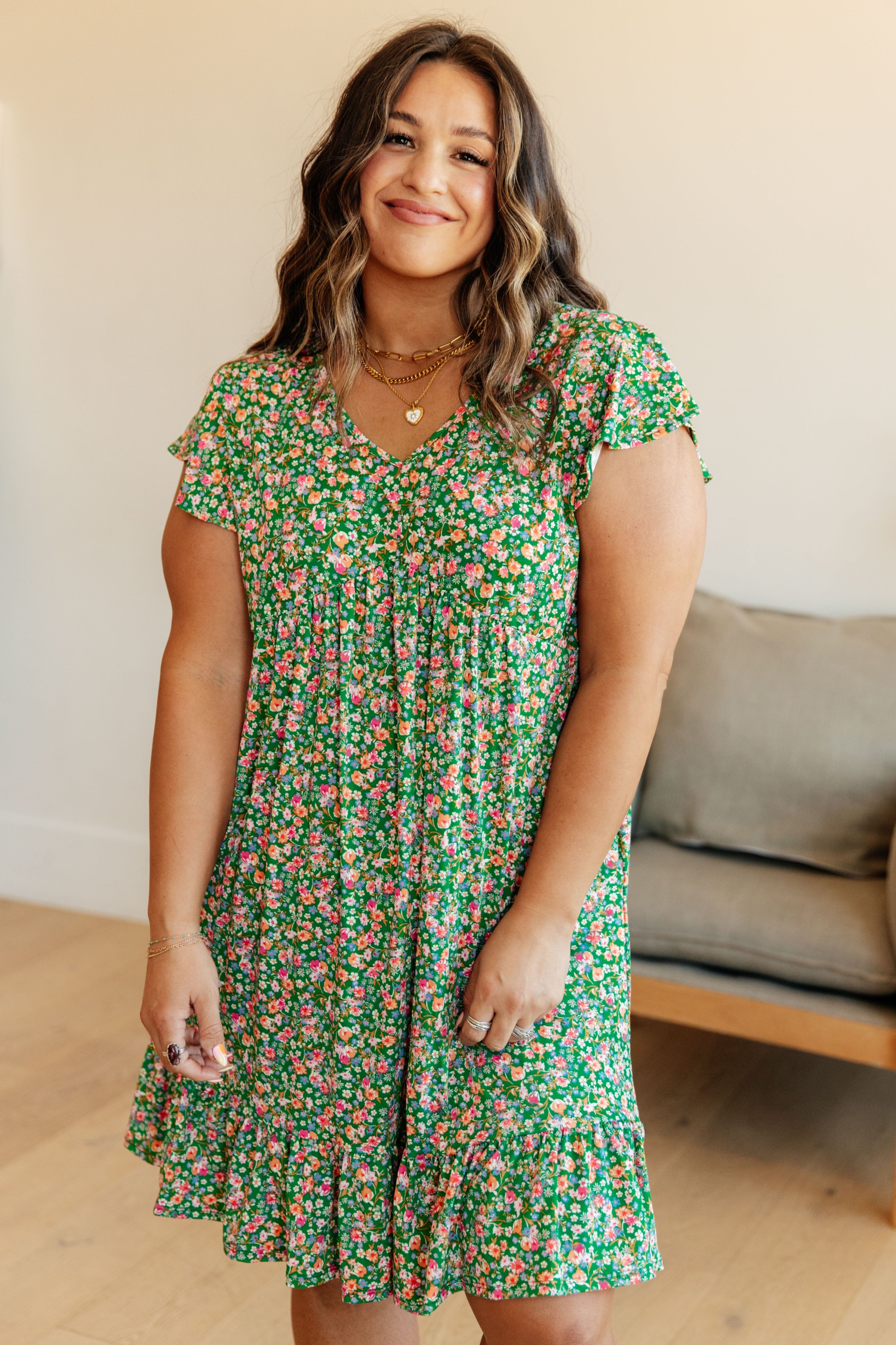 Can't Fight the Feeling Floral Dress in Green-Dresses-Stay Foxy Boutique, Florissant, Missouri
