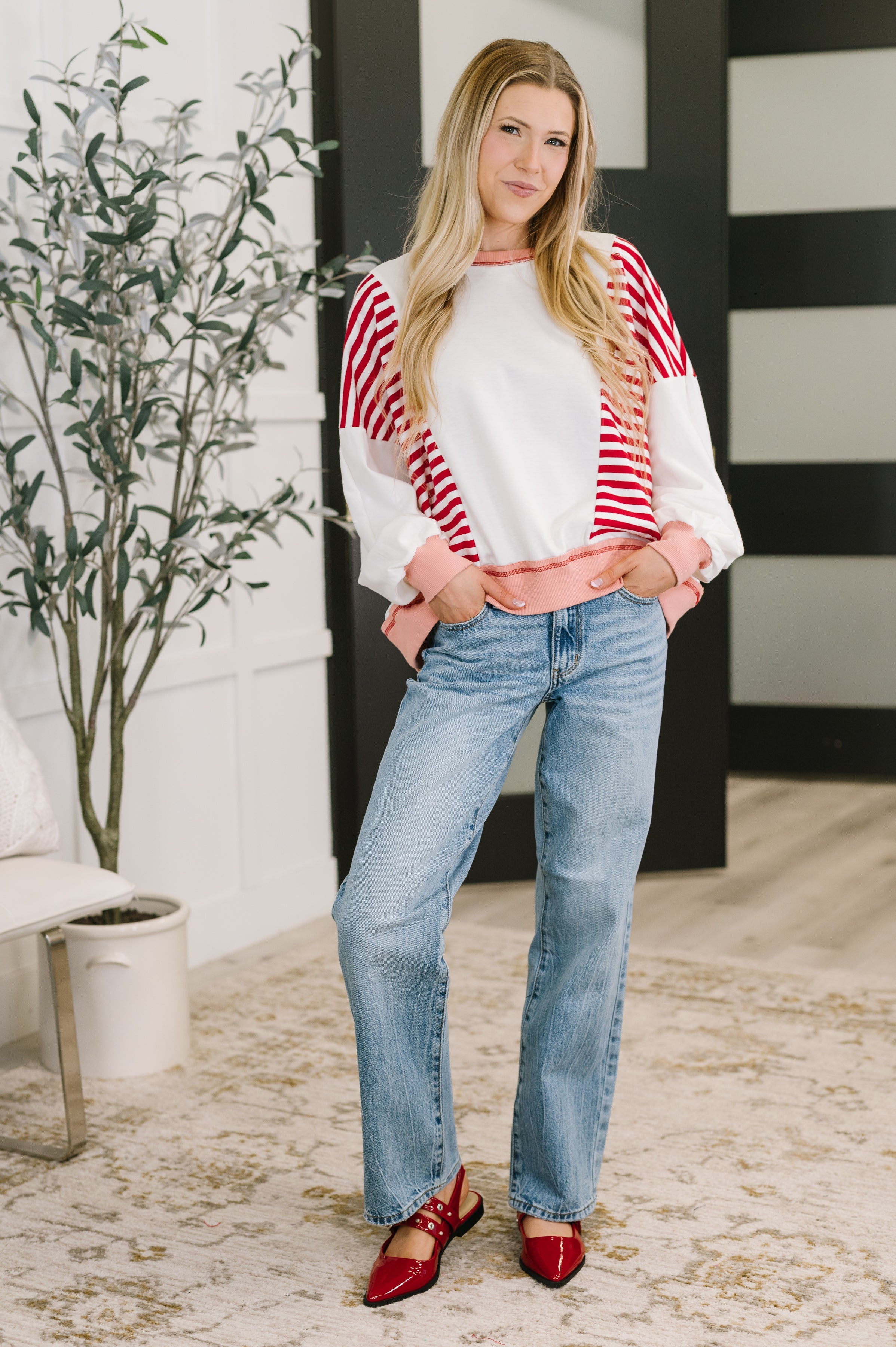 Candy Stripes & Chill Sweatshirt-Womens-Stay Foxy Boutique, Florissant, Missouri