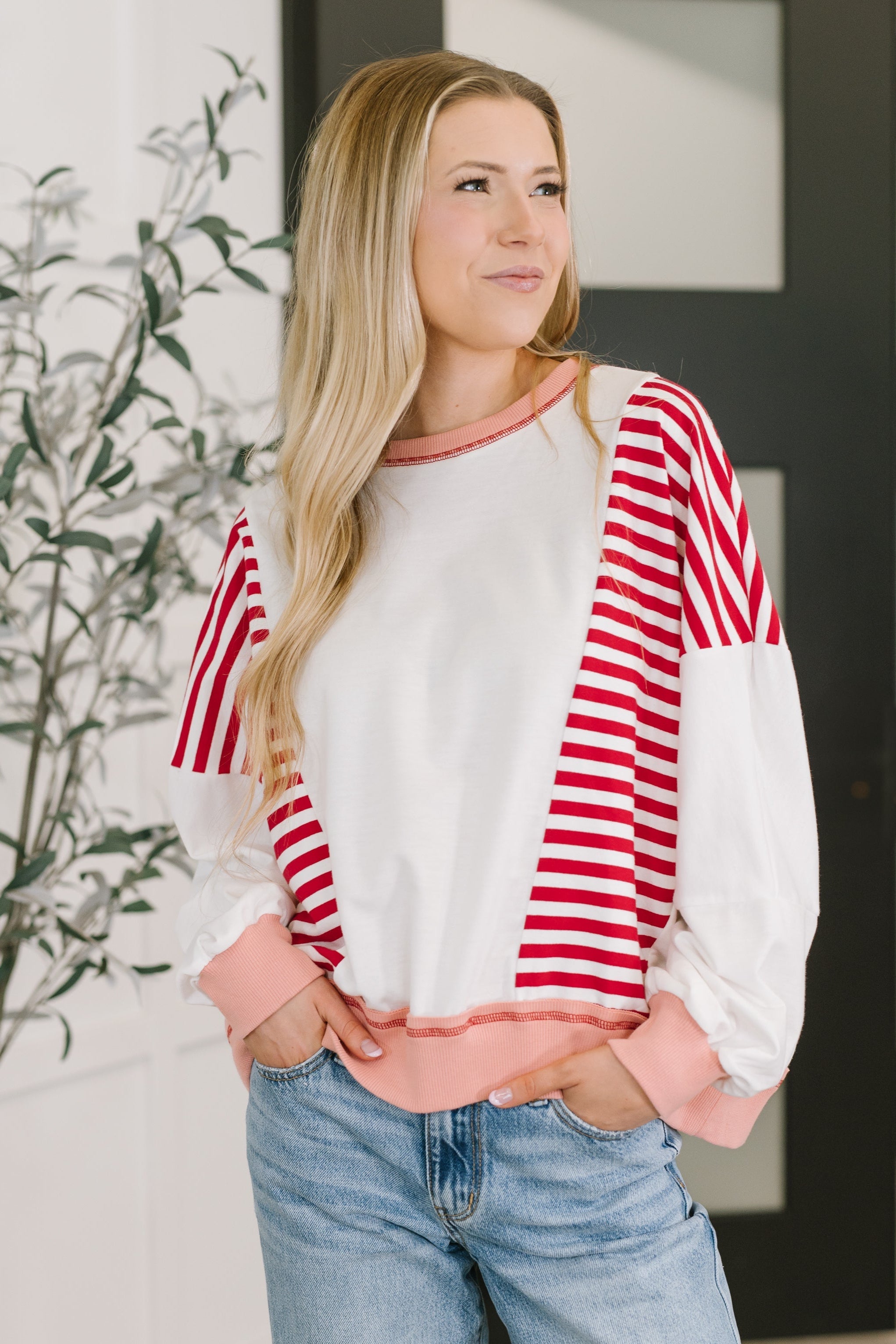 Candy Stripes & Chill Sweatshirt-Womens-Stay Foxy Boutique, Florissant, Missouri