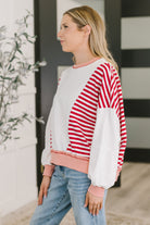 Candy Stripes & Chill Sweatshirt-Womens-Stay Foxy Boutique, Florissant, Missouri