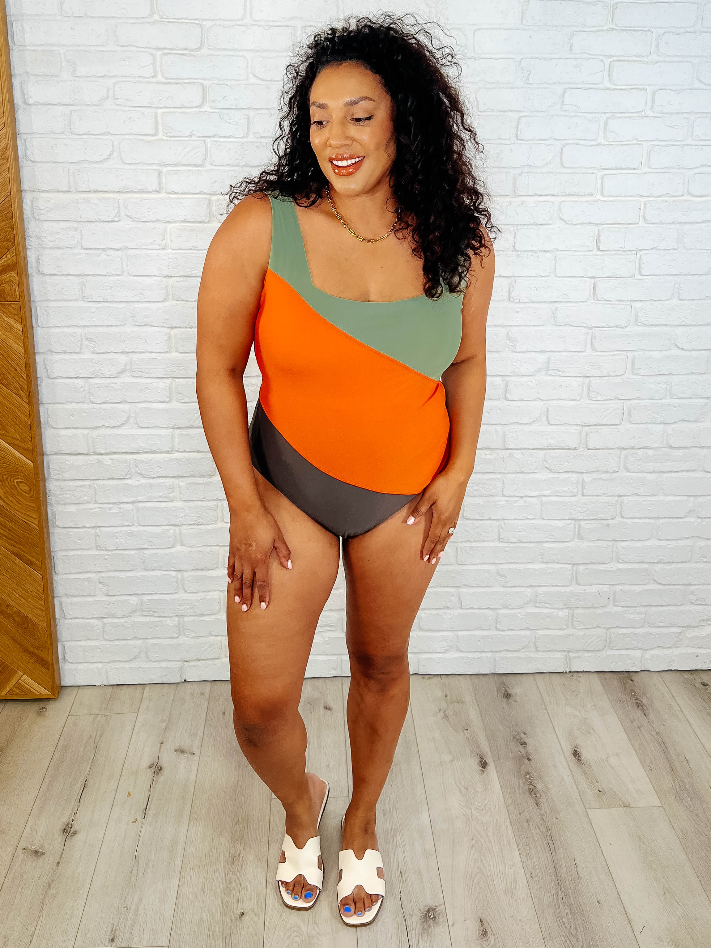 Cape Town Asymmetrical Stripe Swimsuit-Swimwear-Stay Foxy Boutique, Florissant, Missouri