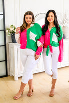 Capture the Day Two Toned Button Up Kelly-Tops-Stay Foxy Boutique, Florissant, Missouri