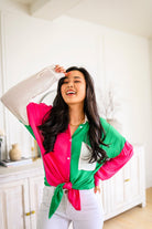 Capture the Day Two Toned Button Up Kelly-Tops-Stay Foxy Boutique, Florissant, Missouri