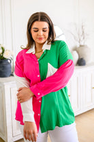 Capture the Day Two Toned Button Up Kelly-Tops-Stay Foxy Boutique, Florissant, Missouri