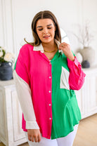Capture the Day Two Toned Button Up Kelly-Tops-Stay Foxy Boutique, Florissant, Missouri