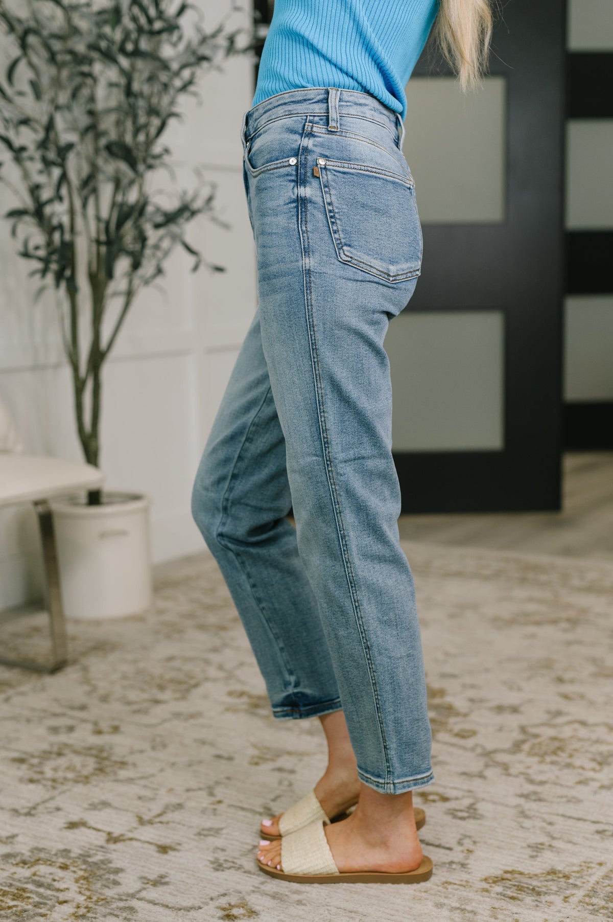 Carla High Waist Ankle Straight Jean in Break Through Blue-Womens-Stay Foxy Boutique, Florissant, Missouri