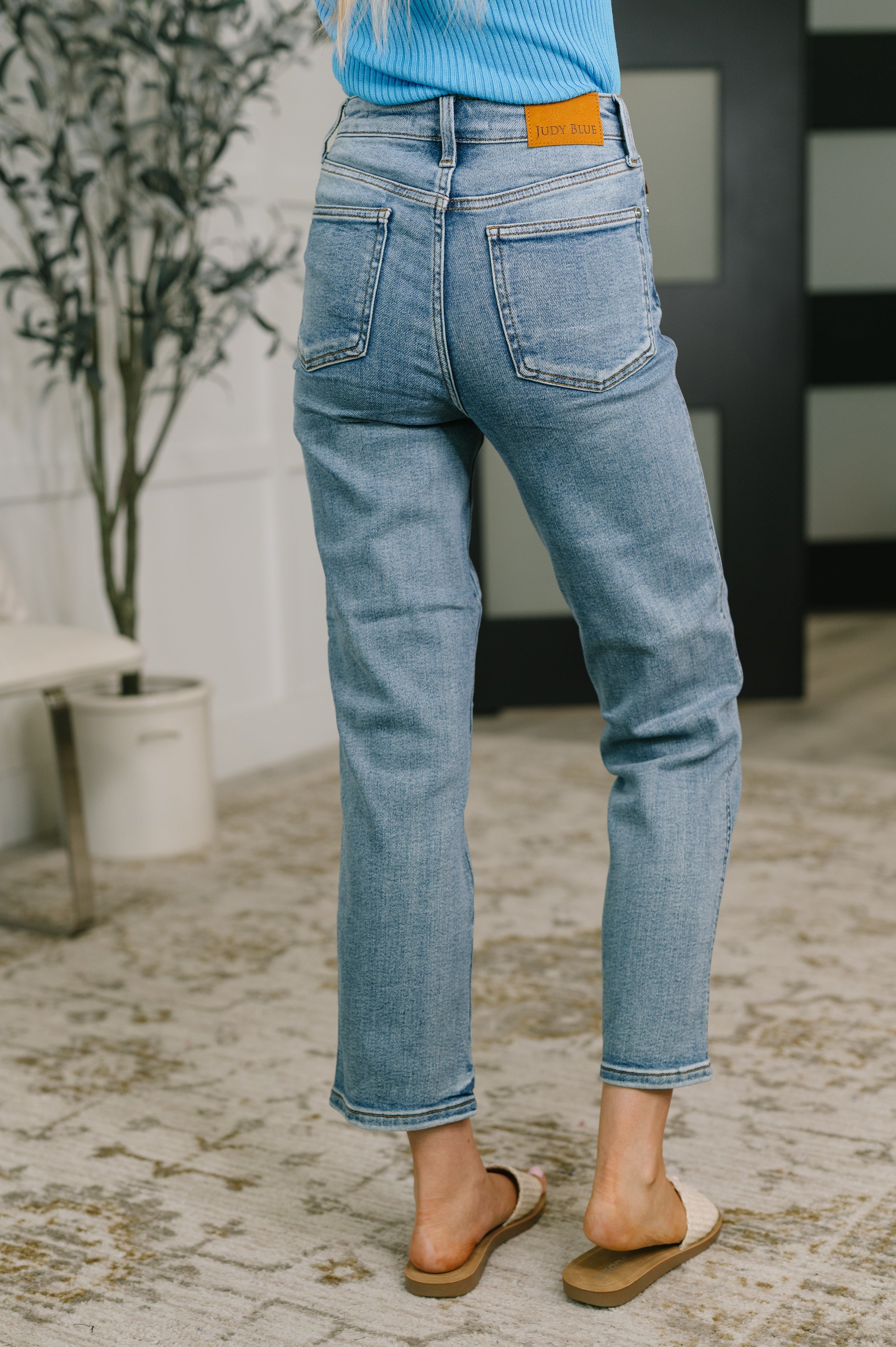 Carla High Waist Ankle Straight Jean in Break Through Blue-Womens-Stay Foxy Boutique, Florissant, Missouri