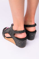 Carley Wedge Sandals in Black Metallic-Womens-Stay Foxy Boutique, Florissant, Missouri