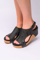 Carley Wedge Sandals in Black Metallic-Womens-Stay Foxy Boutique, Florissant, Missouri