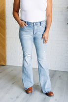 Caroline Mid Rise Control Top Distressed Flare Jeans-Womens-Stay Foxy Boutique, Florissant, Missouri