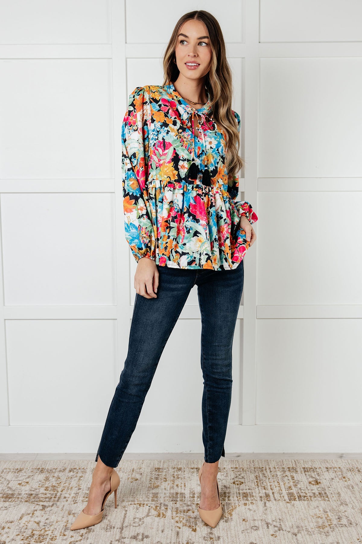 Carry Me Away Floral Peplum Blouse-Blouses-Stay Foxy Boutique, Florissant, Missouri