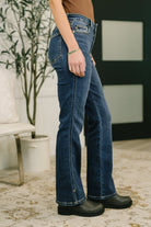 Casey Mid Rise Bootcut with Cell Phone Back Pocket & Slit-Womens-Stay Foxy Boutique, Florissant, Missouri