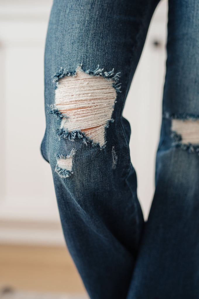 Cassandra High Rise Control Top Distressed Flare Jeans-Womens-Stay Foxy Boutique, Florissant, Missouri