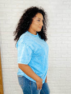 Casual Basic Drop Shoulder Oversized Tee in Deep Sky-Womens-Stay Foxy Boutique, Florissant, Missouri