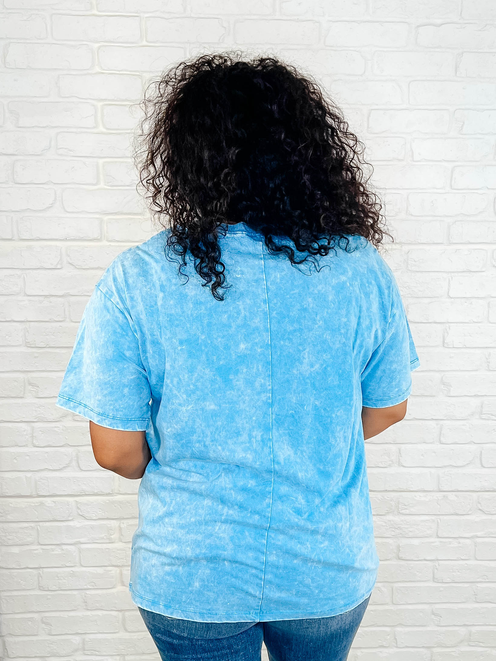 Casual Basic Drop Shoulder Oversized Tee in Deep Sky-Womens-Stay Foxy Boutique, Florissant, Missouri