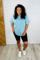 Casual Basic Drop Shoulder Oversized Tee in Dusty Teal-Womens-Stay Foxy Boutique, Florissant, Missouri