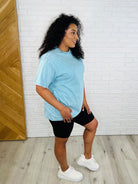 Casual Basic Drop Shoulder Oversized Tee in Dusty Teal-Womens-Stay Foxy Boutique, Florissant, Missouri