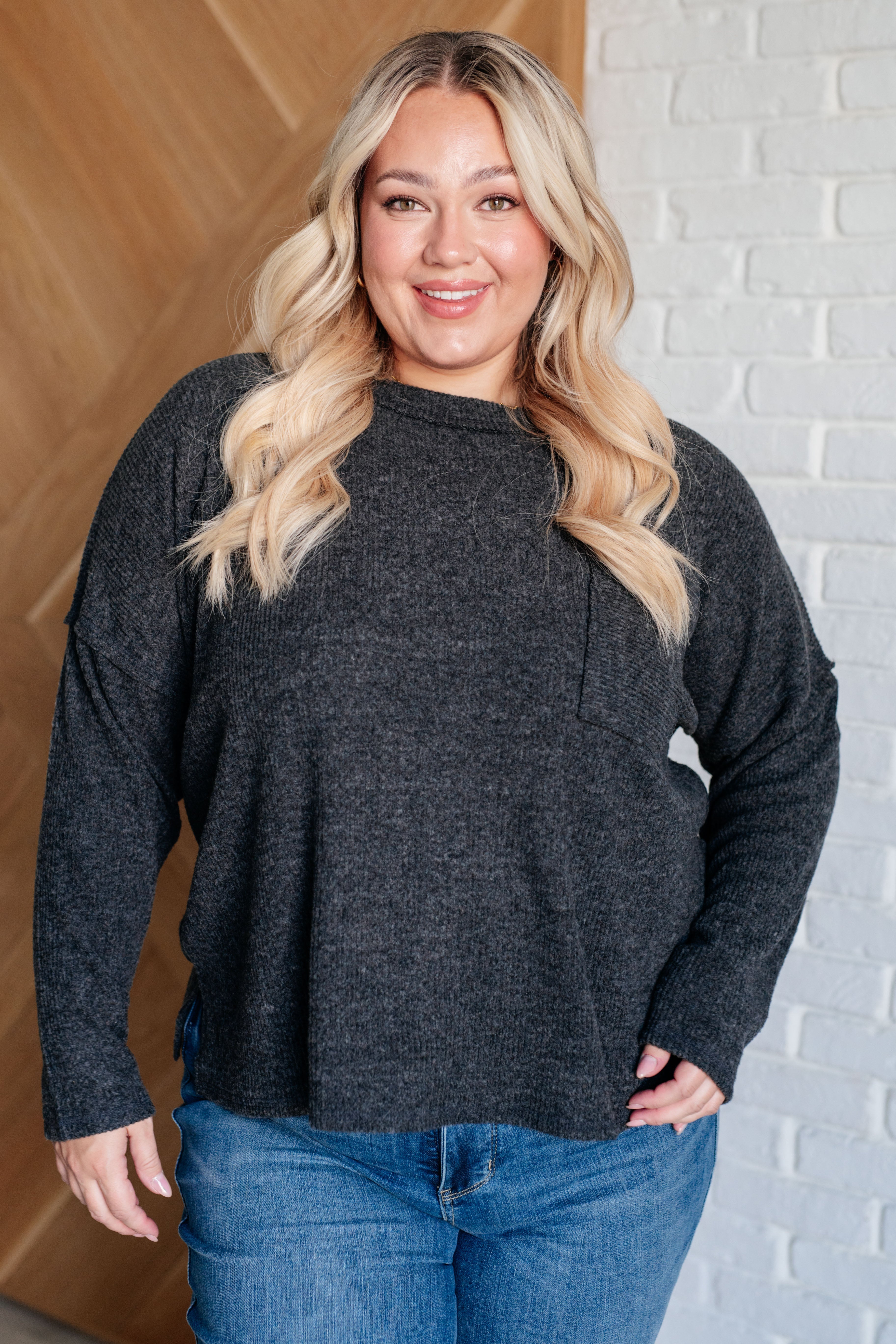 Casual Tuesday Ribbed Knit Sweater in Black-Tops-Stay Foxy Boutique, Florissant, Missouri