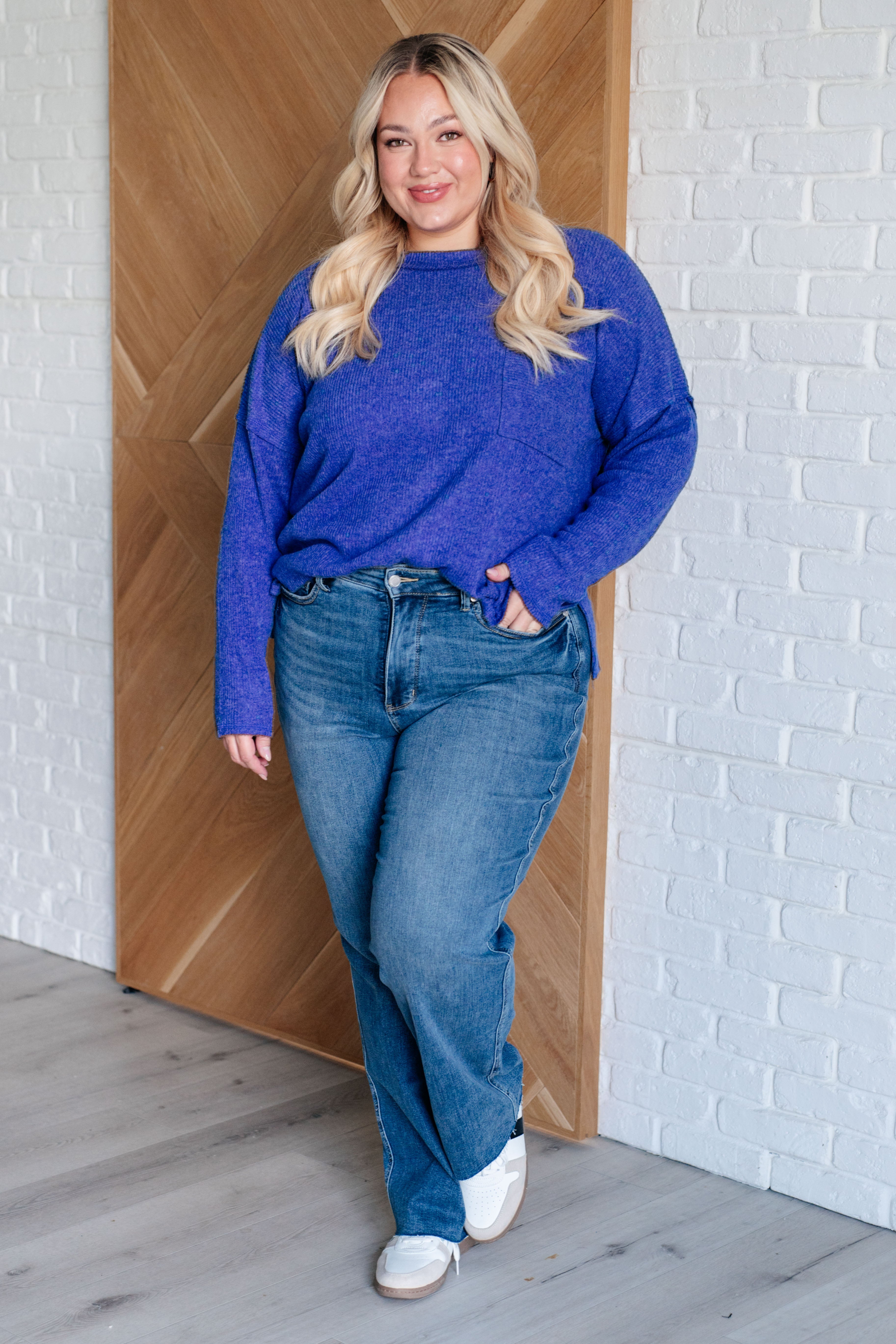 Casual Tuesday Ribbed Knit Sweater in Bright Blue-Tops-Stay Foxy Boutique, Florissant, Missouri