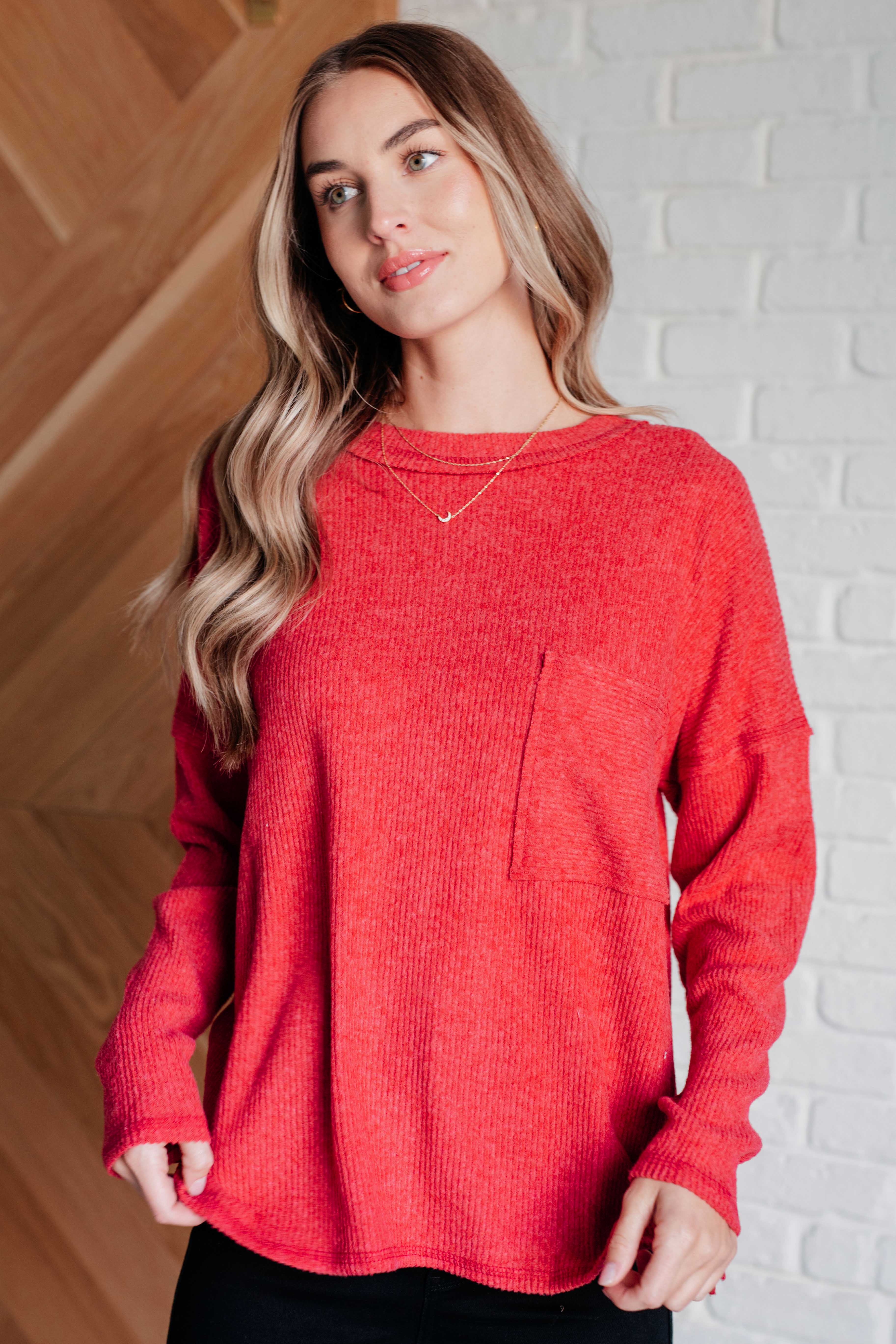 Casual Tuesday Ribbed Knit Sweater in Dark Red-Tops-Stay Foxy Boutique, Florissant, Missouri