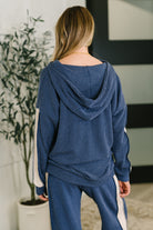 Certified Chiller Contrast Stripe Hoodie in Navy-Womens-Stay Foxy Boutique, Florissant, Missouri