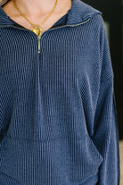 Certified Chiller Contrast Stripe Hoodie in Navy-Womens-Stay Foxy Boutique, Florissant, Missouri