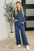 Certified Chiller Contrast Stripe Hoodie in Navy-Womens-Stay Foxy Boutique, Florissant, Missouri