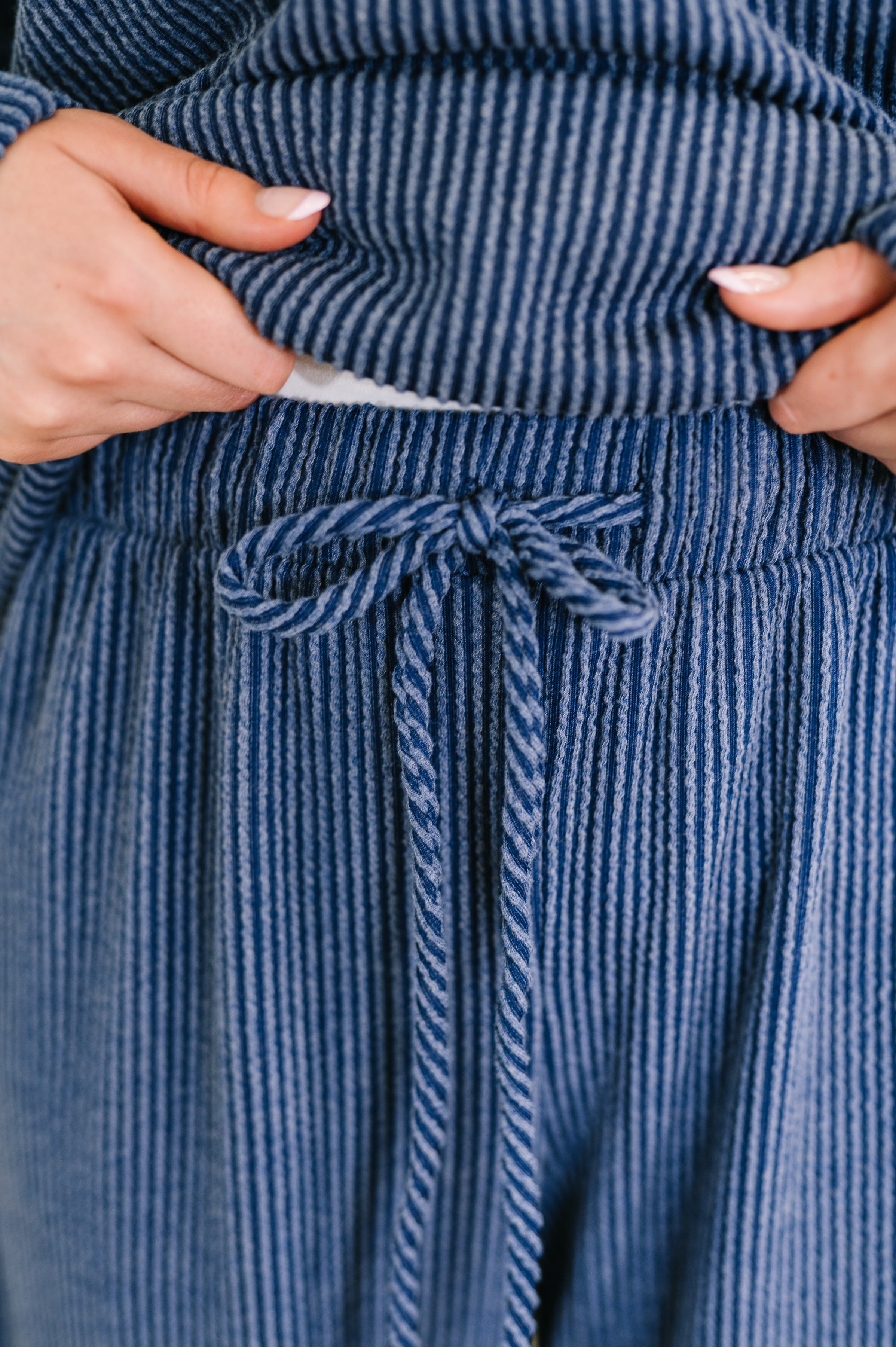 Certified Chiller Contrast Stripe Straight Leg Bottoms in Navy-Womens-Stay Foxy Boutique, Florissant, Missouri
