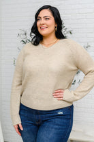 Chai Latte V-Neck Sweater in Oatmeal-Tops-Stay Foxy Boutique, Florissant, Missouri