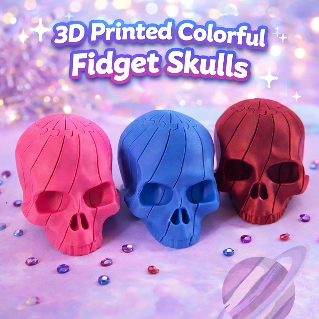 COLORFUL FIDGET SKULL- 3D PRINTED-Stay Foxy Boutique, Florissant, Missouri