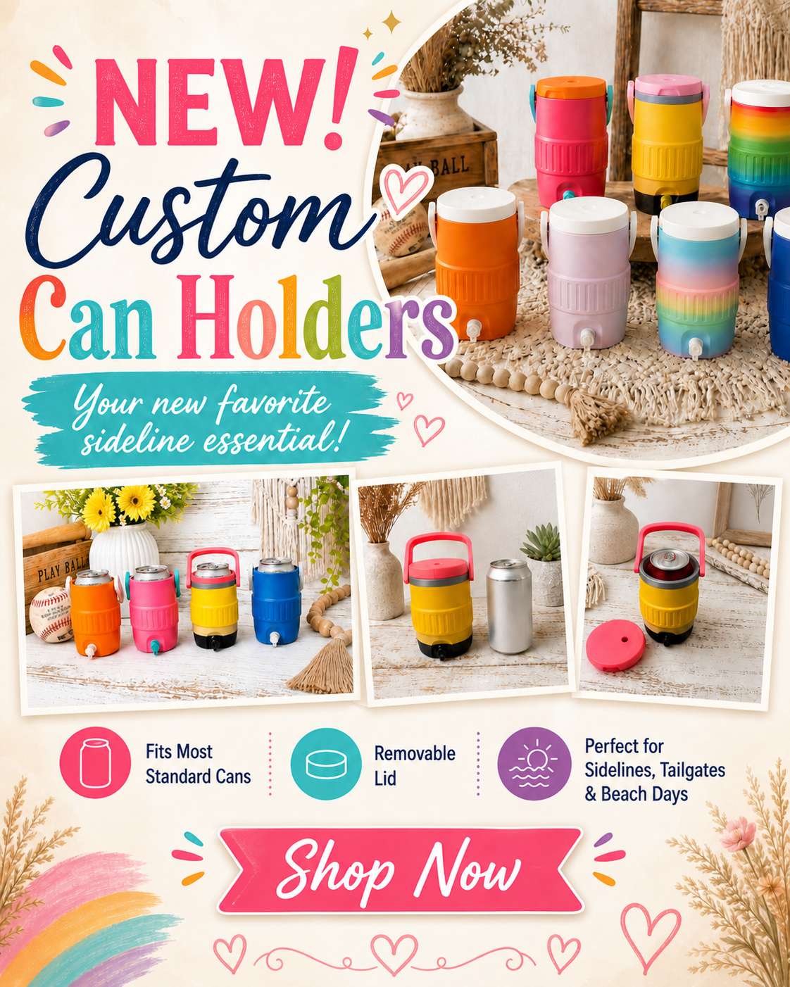 3D PRINTED CUSTOM SIDE LINE 12 OUNCE CAN HOLDERS-Stay Foxy Boutique, Florissant, Missouri