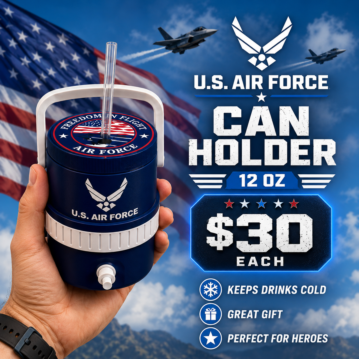 MILITARY BRANCH-3D PRINTED CUSTOM 12 OUNCE CAN HOLDERS-Stay Foxy Boutique, Florissant, Missouri