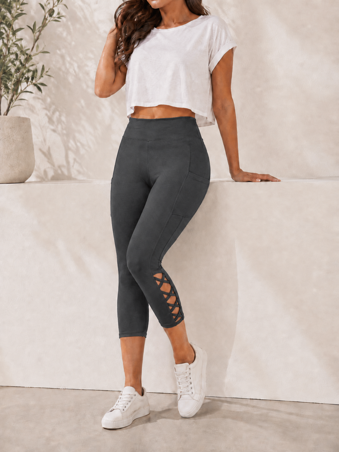 CRISS CROS RUN- DARK CHARCOAL-Stay Foxy Boutique, Florissant, Missouri