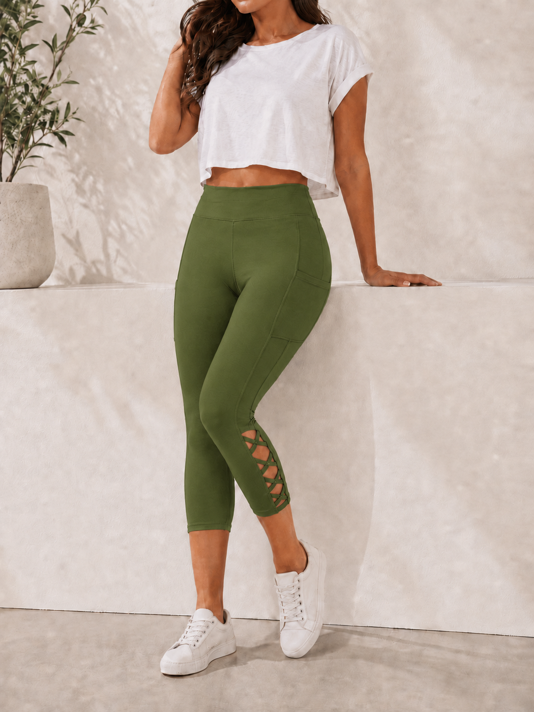 CRISS CROS RUN- OLIVE GREEN-Stay Foxy Boutique, Florissant, Missouri