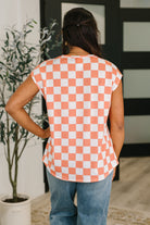 Check Hers Round Neck Top in Orange-Womens-Stay Foxy Boutique, Florissant, Missouri
