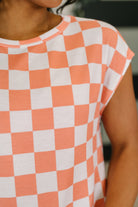 Check Hers Round Neck Top in Orange-Womens-Stay Foxy Boutique, Florissant, Missouri