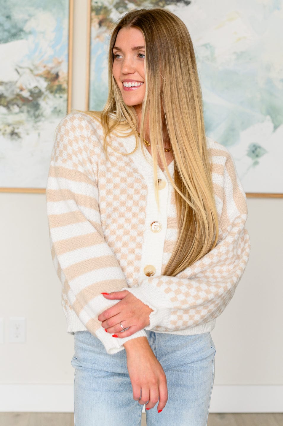 Check That Line Cardigan-Womens-Stay Foxy Boutique, Florissant, Missouri