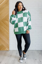 Check Yourself Checkered Sweater in Green-Tops-Stay Foxy Boutique, Florissant, Missouri