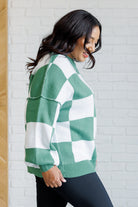 Check Yourself Checkered Sweater in Green-Tops-Stay Foxy Boutique, Florissant, Missouri