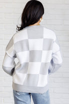 Check Yourself Checkered Sweater in Grey-Tops-Stay Foxy Boutique, Florissant, Missouri