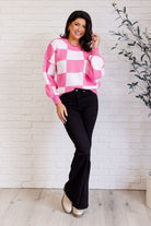 Check Yourself Checkered Sweater in Pink-Tops-Stay Foxy Boutique, Florissant, Missouri