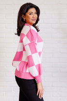 Check Yourself Checkered Sweater in Pink-Tops-Stay Foxy Boutique, Florissant, Missouri