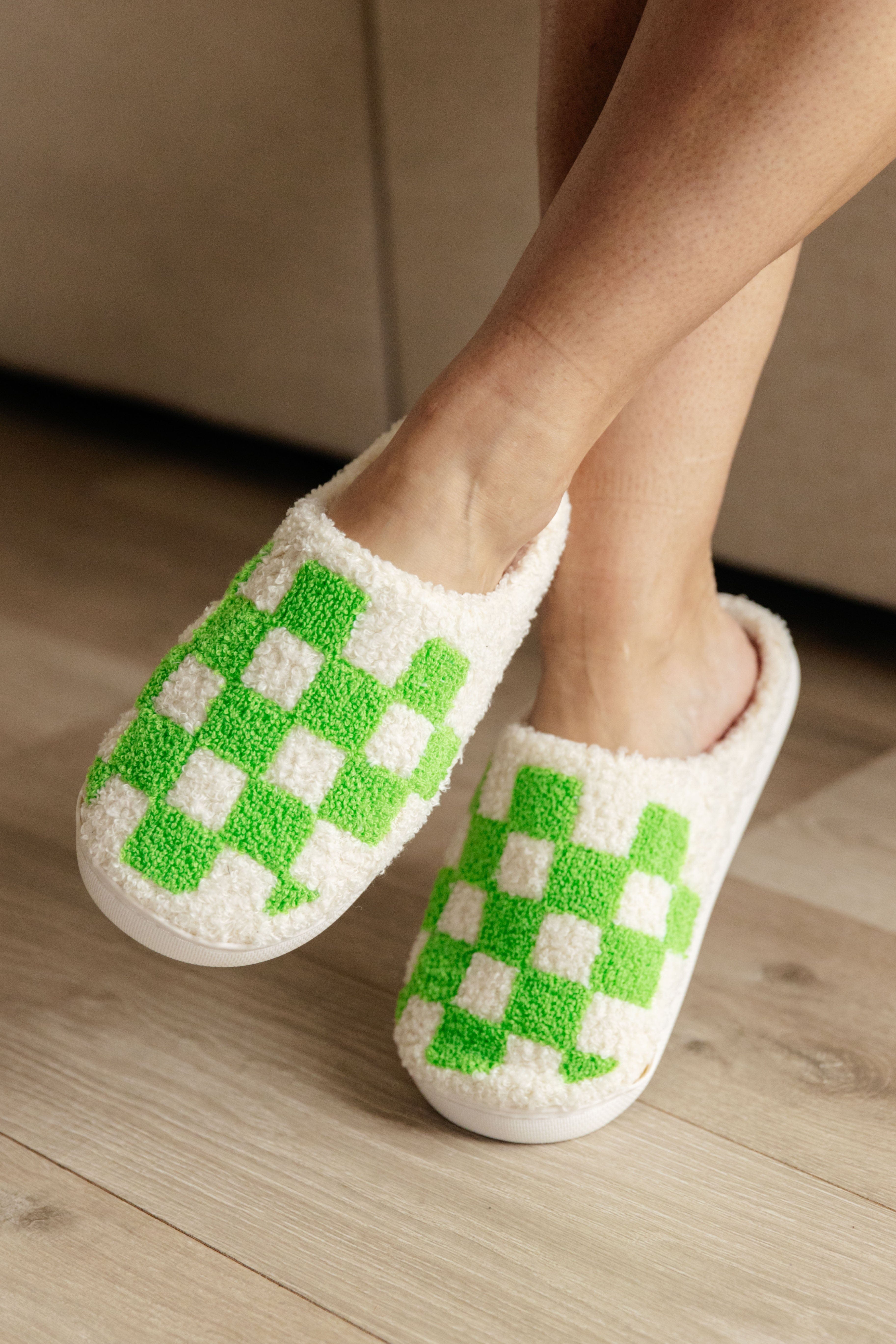 Checked Out Slippers in Green-Womens-Stay Foxy Boutique, Florissant, Missouri