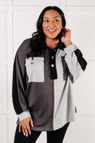 Chip Off the Old Colorblock V-Neck Henley in Grey-Tops-Stay Foxy Boutique, Florissant, Missouri