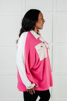 Chip Off the Old Colorblock V-Neck Henley in Pink-Tops-Stay Foxy Boutique, Florissant, Missouri